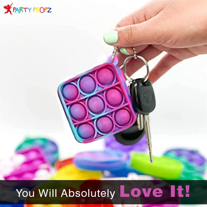 Party Propz Pop It Pop Keychain - Return Gifts for Birthday Party for Kids | Pop it Keychain Fidget Toys for Kids | Stress Relief Bubble Key Ring for Kids and Adults | Pop it Key ring