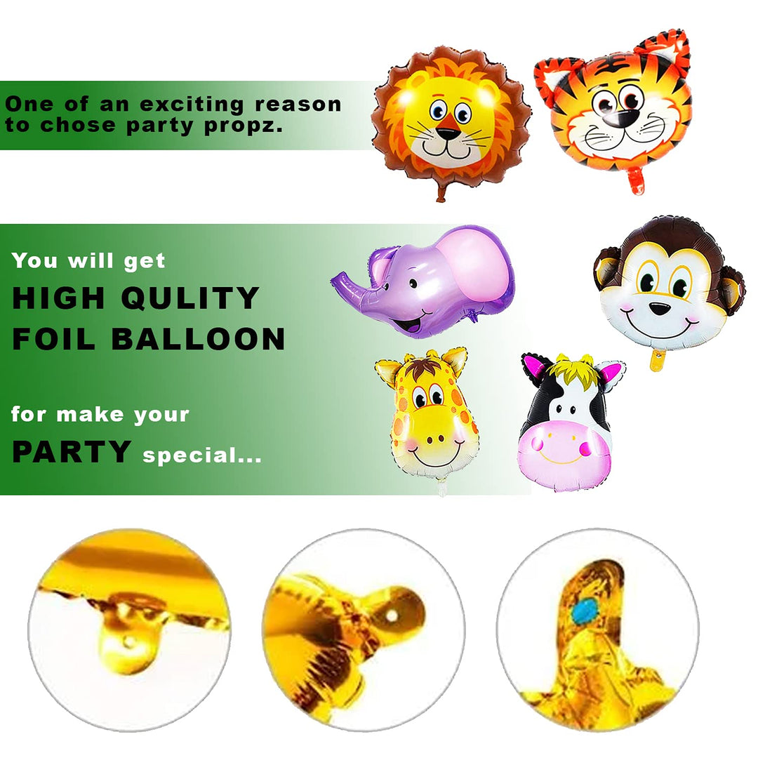 Party Propz Jungle Theme Birthday Decoration - Large 79 Pcs | Animal Theme Birthday Party Decorations | Happy Birthday Banner | Animal Balloons for Decoration | Birthday Balloons for Decoration