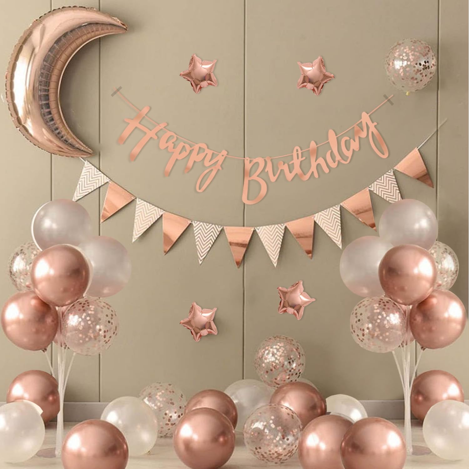 Rose Gold Birthday Decoration Kit – 42 Pcs – PartyPropz