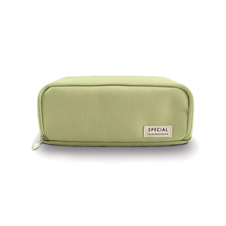 Party Propz Large Capacity Pencil Case - Green Color Large Capacity Pencil Pouch | 3 Compartments Pencil Pouch | Makeup Pouch for Women | Double Layer Pencil Pouch | Pencil Pouch for Girls for School