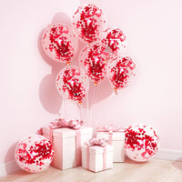 Red Confetti Balloons for Romantic Decoration - Pack of 5 Confetti Balloons for Decoration