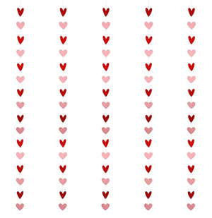 Red & Pink Heart Shape Streamer Garlands for Romantic Decoration - Pack of 5 Garlands for Valentine's Day Decoration