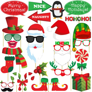 Christmas Photo Booth Props - 27Pcs Christmas Party Props for Kids
