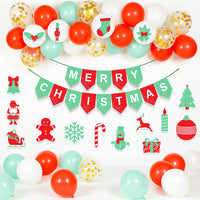Merry Christmas Decoration Kit - 62 Pcs Christmas Decorations Kit for Wall with Merry Christmas Banner, Latex Balloons & Cutouts (Cardstock)