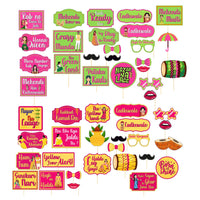 Haldi Mehndi Decoration Items - 49 Pcs Haldi Props and Mehendi Props Combo for Bride, Groom and Family (Cardstock)