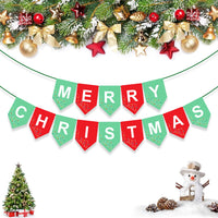 Merry Christmas Banner - 1 Pc Merry Christmas Banner Decorations for Wall (Cardstock)