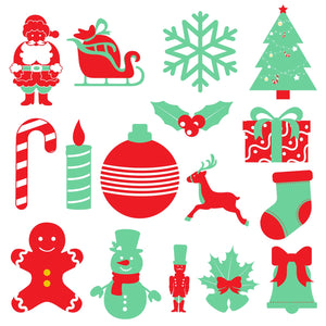 Merry Christmas Cutouts - 16 Pcs Christmas Decoration Items with Santa Claus Cutouts (Cardstock)