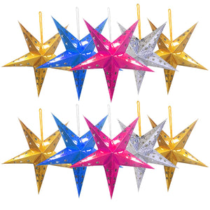 Paper Stars for Christmas- 10Pcs Multicolour 3D Christmas Paper Stars Hanging Outdoor