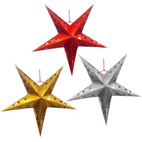 Christmas Decoration Items - 3Pcs Multicolour 3D Christmas Paper Stars Hanging Outdoor (Cardstock)