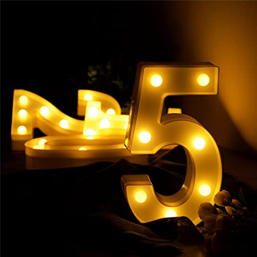 Marquee Number Light Letters for Room Decor Lights - (5) Led Lights for Room Decoration - Asthetic Decorations Number Light for Room Decor Light/Kids Room Decor Items for Number Lights