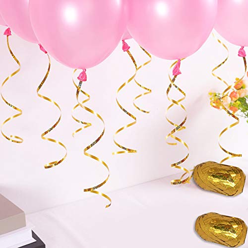 Party Propz Golden Curling Ribbons for Balloons- Set of 6 Pcs | Ribbons for Gift Wrapping | Balloon Curling Ribbon for Decoration | Curling Ribbon for Party,Gifts and Crafts | Metallic Curling Ribbon