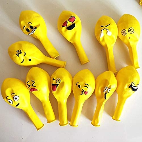 PARTY PROPZ BALLOON (Printed Face Expression Latex Balloon 100 Pcs, Yellow)
