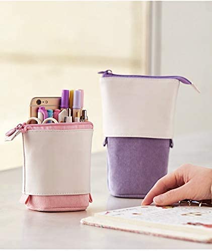 Party Propz Purple Pencil Pouch for Girls -Telescopic Pencil Pouches for Stationary | Aesthetic Pencil Case for College Students | School Pouch, Girls Stylish Korean Bag | Japanese Stationery Pouch