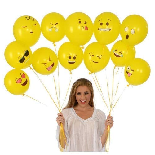 PARTY PROPZ BALLOON (Printed Face Expression Latex Balloon 100 Pcs, Yellow)