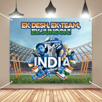 Party Propz World Cup Cricket Decoration Banner - Team India Backdrop Banner (4x5 ft) | Cricket Decoration Items