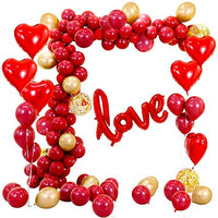 Party Propz Red and Gold Balloons, Ruby Red Balloons, Gold Confetti Balloons Heart Foil Balloons - 78Pcs for Red and Gold Party Decorations Party Decorations