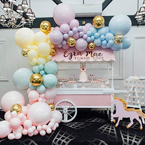 Party Propz Pastel Balloons Arch Decorations- 115Pcs Garland for Combo Birthday Decoration/ Unicorn Theme/ Candy/ Donut/1st First Years Baby/Bachelorette