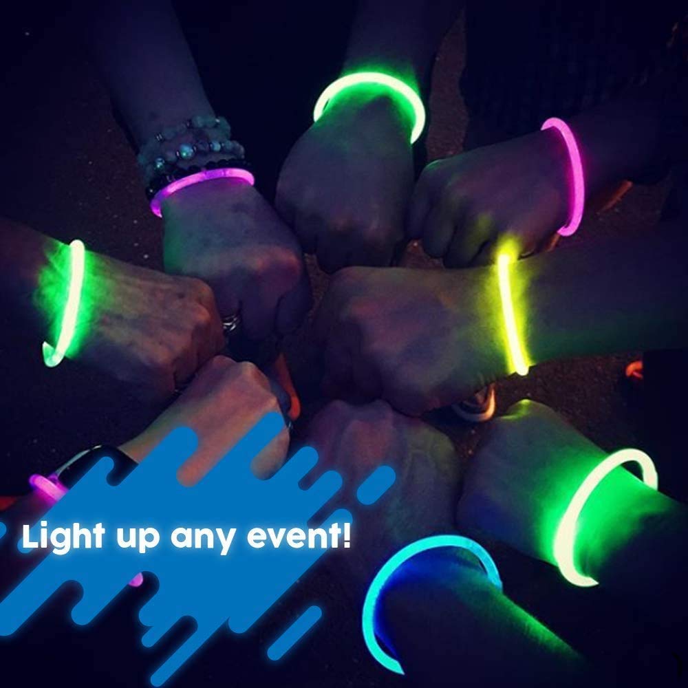 Party Propz Glow Sticks Band Bracelets -100Pcs Bulk Glowing Sticks Bands | Party Radium Tubes | Wrist Bracelet | Lumination Accessories | Fluorescent Led Stick | Neon Band for Decoration | Party stick