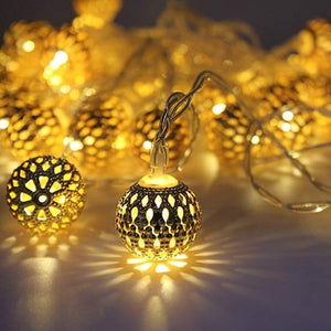Festive Decoration Lights 14Ft – Warm Yellow Moroccan Ball Lights for Home Décor