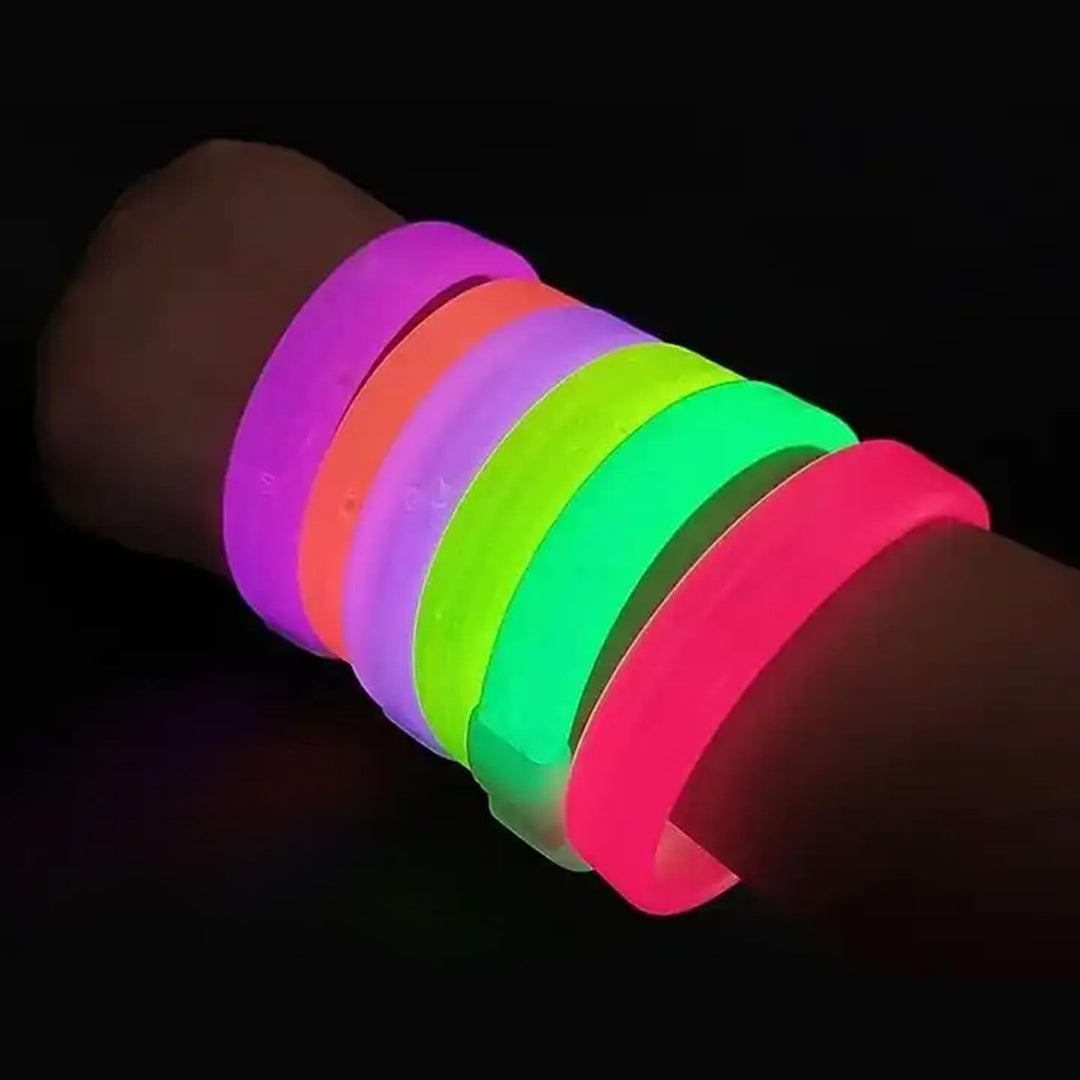 Party Propz Glow In The Dark Wristbands - 4pcs Assorted Glow Bands For A Party | Radium Stick | Neon Bands For Party | Fluorescent Band For Dj Party | Multicolour Glow Stick | Neon Wrist Band