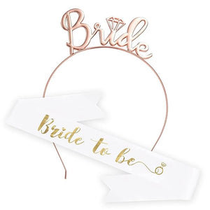 Party Propz Bride To Be Sash And Crown - Pack Of 2 Pc Rose Gold Bride To Be Decoration Set Combo | Bachelorette Party Decorations | Bridal Shower Decorations Kit | Bridal Shower Decorations