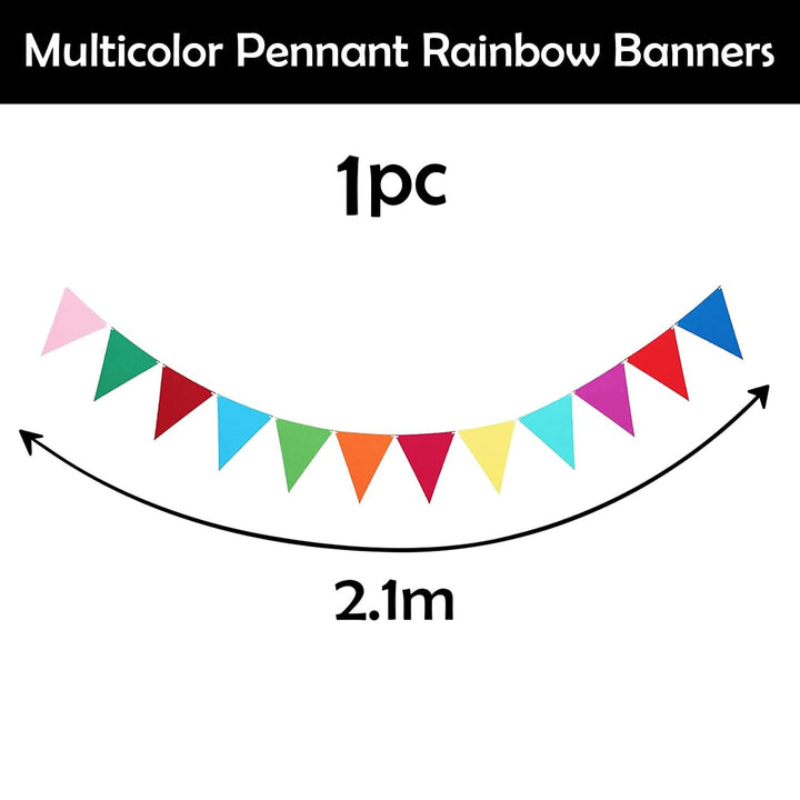 Party Propz Colorful Bunting Flags for Decoration - Beautiful 3 Pcs Multicolor Pennant Rainbow Banners | Colorful Party Decorations | Buntings for Decoration | Pennant Flag Banner | Pennant Flags