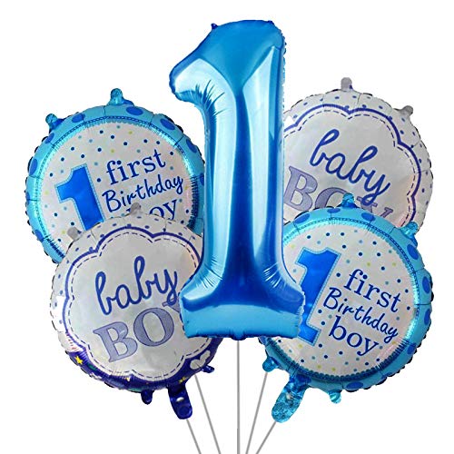 Party Propz 1st Birthday Balloons Decoration For Baby Boy - 5Pcs(Rubber, Blue)