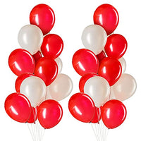 Party Propz Metallic Red White Balloons Packet - 50 Pcs | Happy Birthday Decoration Items | Balloon Decorations, Kids Husband Wife Parties Products | Birthday Combo Material | Car, Games Decor