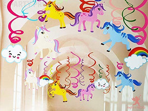 Party Propz Unicorn Swirls For Decoration - 12 Pcs, Unicorn Birthday Decorations For Girls | Swirls For Birthday Decoration | Rainbow Theme Birthday Decoration |Multicolour