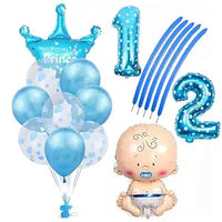 Party Propz Its My Half Birthday Decorations Set -Blue Crown Foil Balloon, Baby Boy Balloon, Heart Baloons - Half Birthday Decoration For Baby Boy,1/2 Birthday