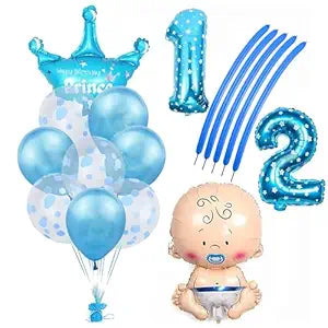 Party Propz Its My Half Birthday Decorations Set -Blue Crown Foil Balloon, Baby Boy Balloon, Heart Baloons - Half Birthday Decoration For Baby Boy,1/2 Birthday