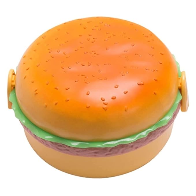 Party Propz Burger Tiffin Box For Sandwich, Snacks , 3Tier Kids Lunch Box For School Boys & Girls, Kids- Insulated (Polypropylene, Multicolor), 3 Liter