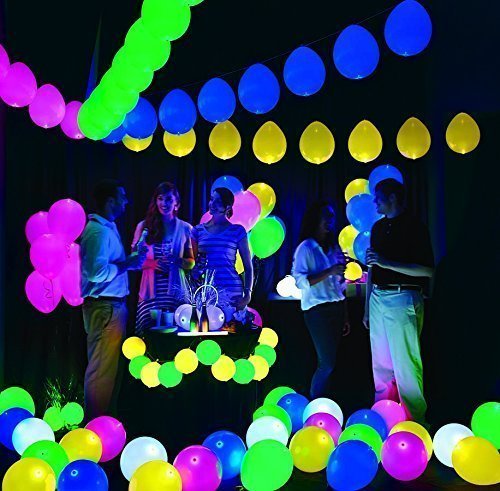 Party Propz Rubber Led Balloons For Decoration - 20Pcs,Led Light Balloons For Party|Birthday Decoration Items|Birthday Balloons For Decoration|Glow Balloons|Valentines Day Decoration Items,Multicolor