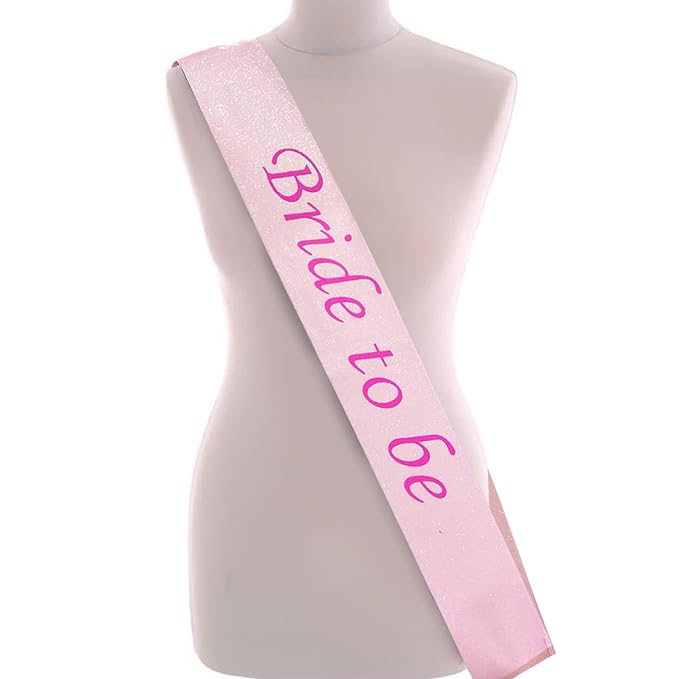 Bride To Be Sash For Bride To Be Decoration Set - Pink Glitter Bride To Be Sash For Bridal Shower Decorations Kit, Bachelorette Decorations For Bride, Bride And Groom To Be Props, Spinster Party