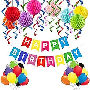 Party Propz Paper Birthday Decoration Items, Multicolour, 49 Pcs, 12 Pcs, 30 Pcs, 6 Pcs, 6 Pcs, 12 Pcs