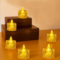 Crystal LED Tealight Candles Set of 6 – Warm Yellow Light, Battery Operated
