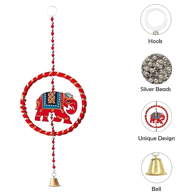 Party Propz Elephant Hangings for Home Decor -2 Pcs Toran for Home Decoration | Handmade Wall Hanging Decor | Latkan for Home Decoration, Haldi | Door Hangings | Rajasthani Traditional Hanging Decor