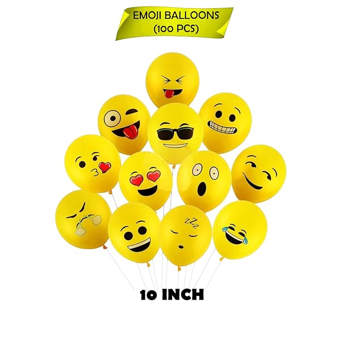 PARTY PROPZ BALLOON (Printed Face Expression Latex Balloon 100 Pcs, Yellow)