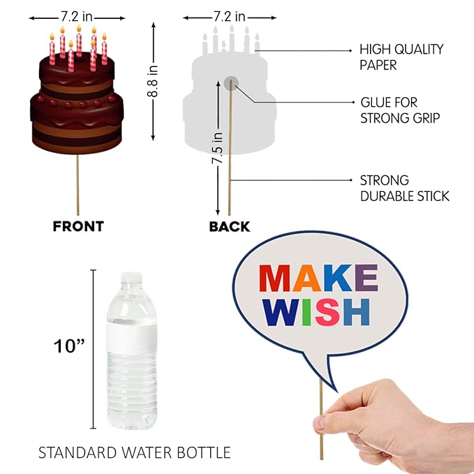 Party Propz Happy Birthday Photo Booth - 17Pcs Happy Birthday Decoration / Happy Birthday Photo Booth Props / Birthday Photo Booth Props / Happy Birthday Decoration Kit / Photo Booth Props For Birthday Decoation / Birthday Photo Booth
