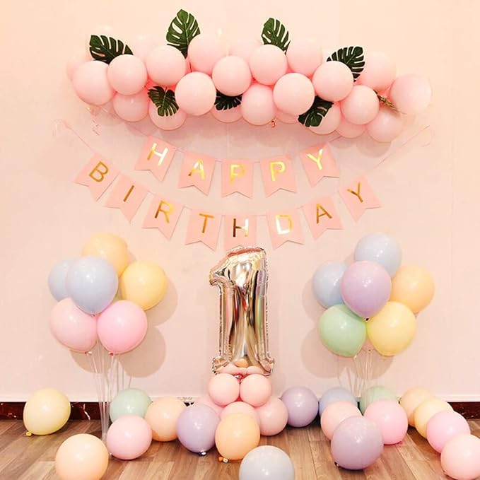 Party Propz 1st Birthday Decoration For Girls - First Birthday Decoration Items For Girl | One Year | Balloons For Decoration | One Decoration For Birthday | One Number For First Birthday Decorations