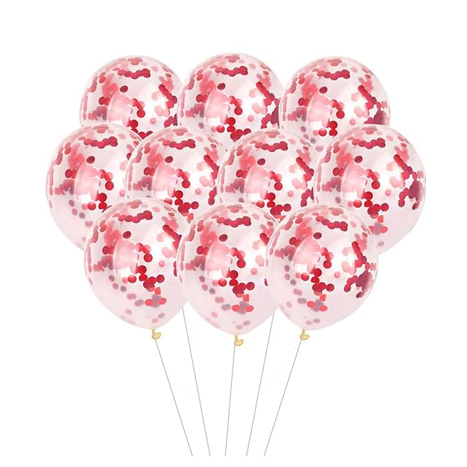 Party Propz Red Confetti Balloons For Decoration - 15Pcs Confetti Balloons Red/Pre Filled Confetti Balloons