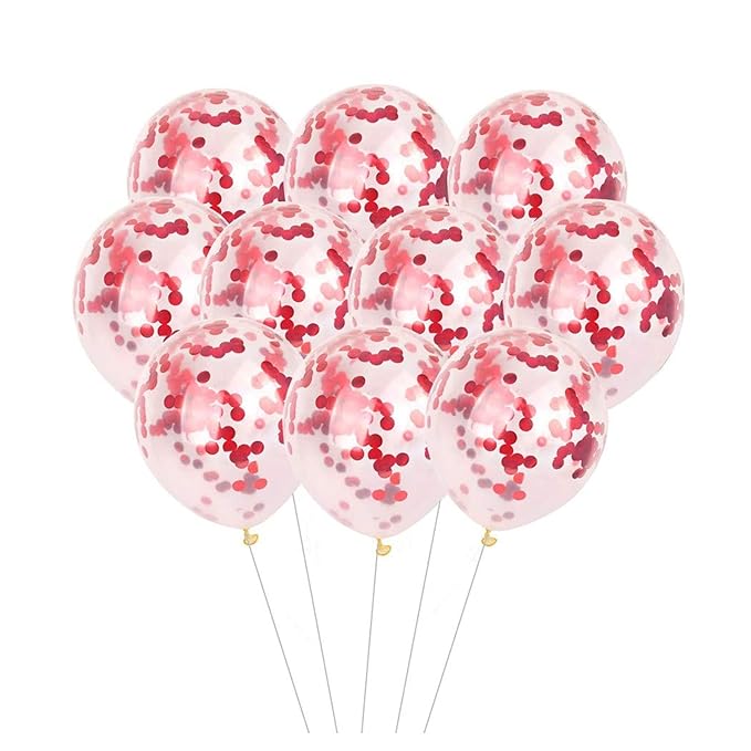 Party Propz Red Confetti Balloons For Decoration - 50Pcs Confetti Balloons Red/Pre Filled Confetti Balloons