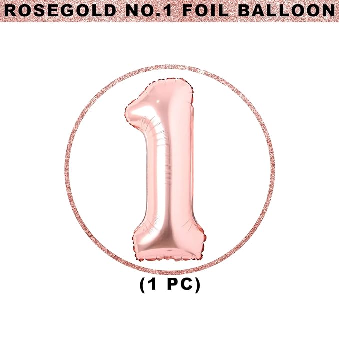 Party Propz 1 Number Foil Balloon - 32 Inch, Number 1 for Birthday Decoration/Rose gold Number 1 Foil Balloon for Kids First Birthday Decoration Items, Anniversary Decoration