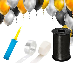 Party Propz Rubber Balloon Arch Garland Decorating Strip Kit Including 1 Roll Balloon Tape Strip, Dot Glue, Ribbon with Hand Balloon Pump (Black, 16.4 ft)