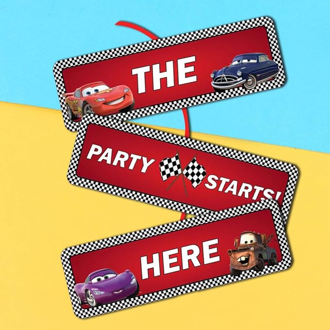 Party Propz Car Theme Decoration For Birthday- Hanging Banner for Decoration(Cardstock) | Mcqueen Car Theme Birthday Decoration | Happy Birthday Decoration For Kids | Mcqueen Car Theme Birthday Banner