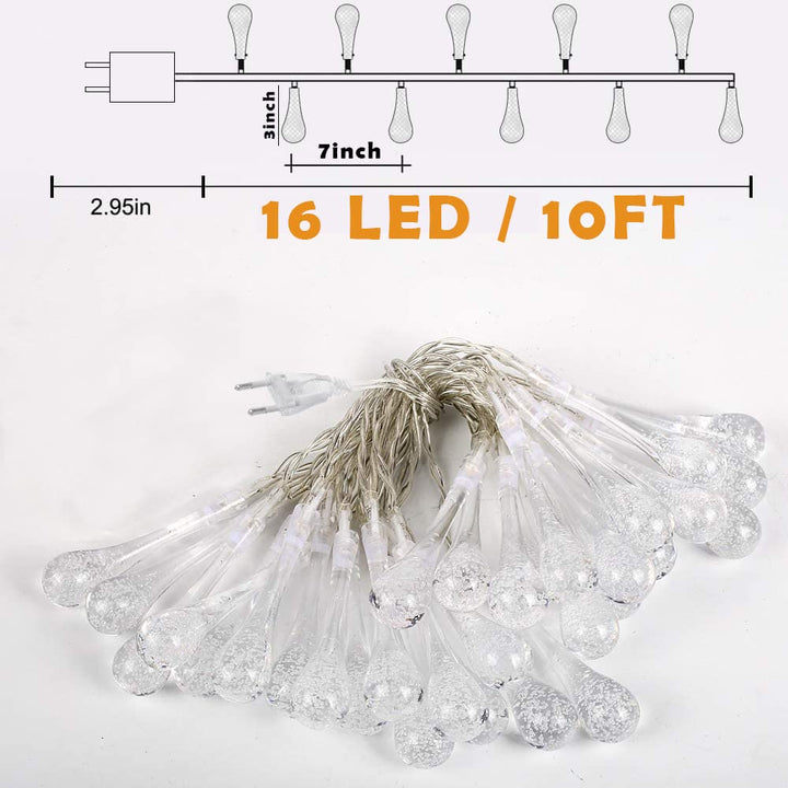 Party Propz New Year Lights for Decoration - 10 Ft, 16 Led Water Drop Lights for Home Decoration | Happy New Year LED Lights | Battery Powered Indoor Outdoor Lights | New Year Light Home Decoration