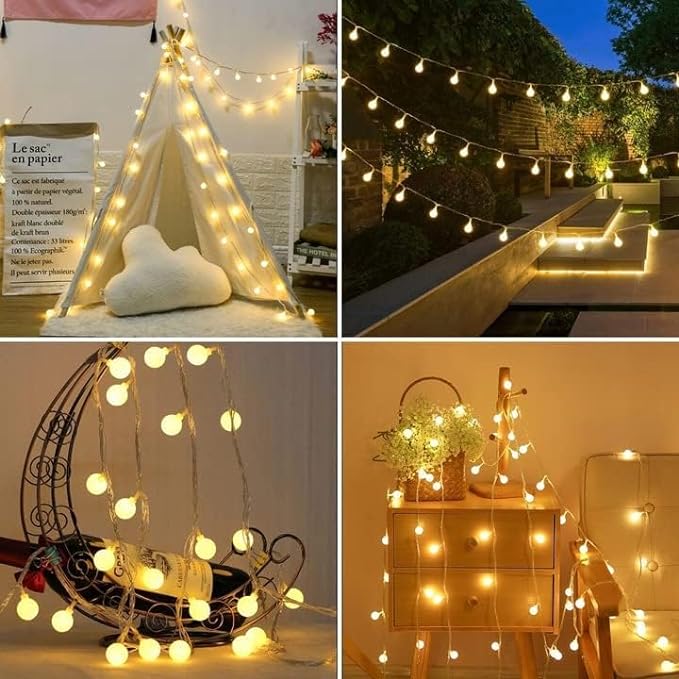 Party Propz Bubble Ball Lights for Decoration - 14 Feet, 14 Led Ball Lights for Decoration for Xmas | Christmas Lights for Decoration | Warm String Lights for Home Decoration