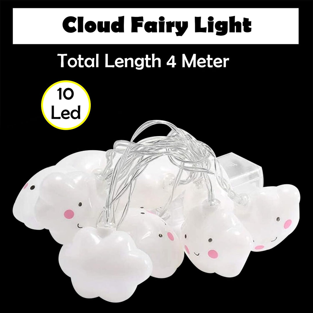 Party Propz Lights for Kids Room - 14 Feet, 10 Led, White Cloud Lights for Decor | Cute Lights for Room | Kids Room Decoration Items | Lights for Girls Room Decor | Cloud Fairy Lights | Serial Light