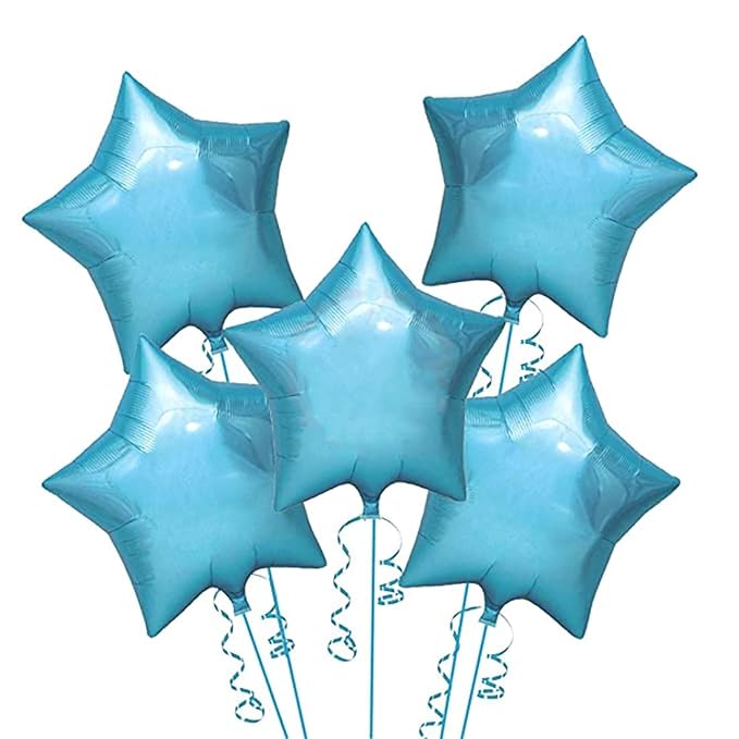 Party Propz 5Pcs 18" Light Star Foil Balloons for Birthday Decoration Items for s Or s/1st Birthday Decoration/Baby Shower Blue