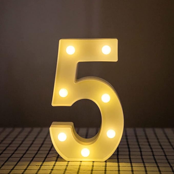Marquee Number Light Letters for Room Decor Lights - (5) Led Lights for Room Decoration - Asthetic Decorations Number Light for Room Decor Light/Kids Room Decor Items for Number Lights